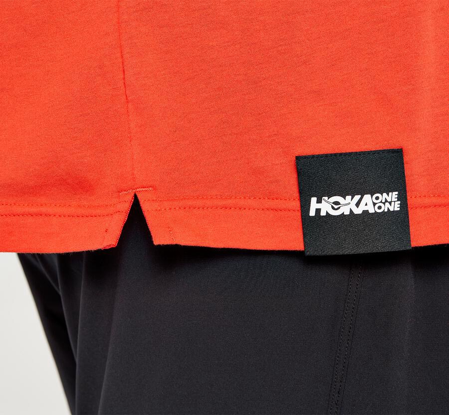 Hoka One One Mens Tee - Brand - Red - IERZ67930